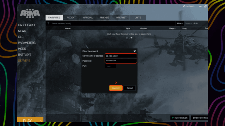 Connect to Arma 3 Server by use the IP address