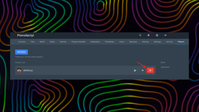 Ban a Player in Minecraft with admin panel