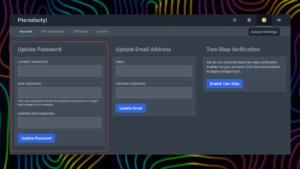 How to Change the Password from the Game Control Panel