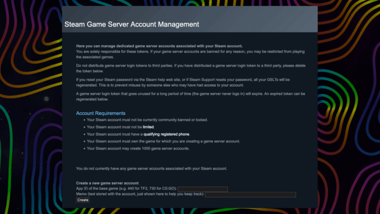 Steam Game Server Account Management