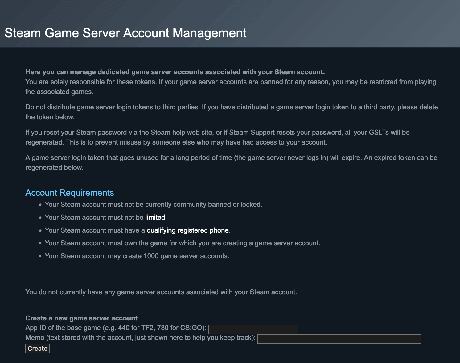 Failed to create account: 24 (This account is banned from creating game server login tokens)